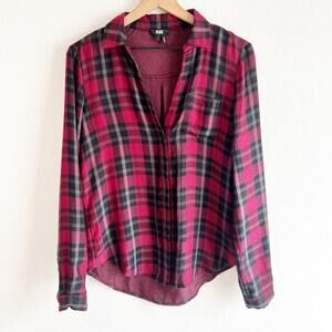 PAIGE PLAID BUTTON UP WOMEN TOP SIZE SMALL LONG SLEEVE TOP